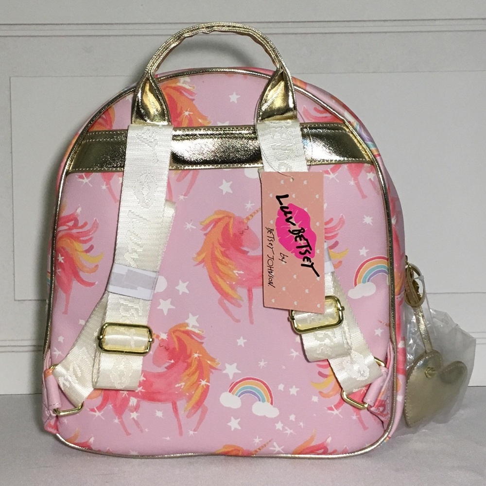 NWT Betsey Johnson Medium Pink Heart Backpack - Picture 2 of 8